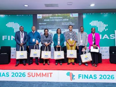 Panelists pose for a group photo following MESPT's side event, during the FINAS 2026 Summit in Nairobi.
